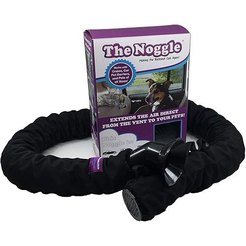 The Pet Noggle - Extend Hot and Cold Air From Your Dash AC Vent to Pets in the Back Seat - Summer and Winter Vehicle Traveling System to Keep Dogs and Cats Comfortable in the Car - 10ft, Black Ice