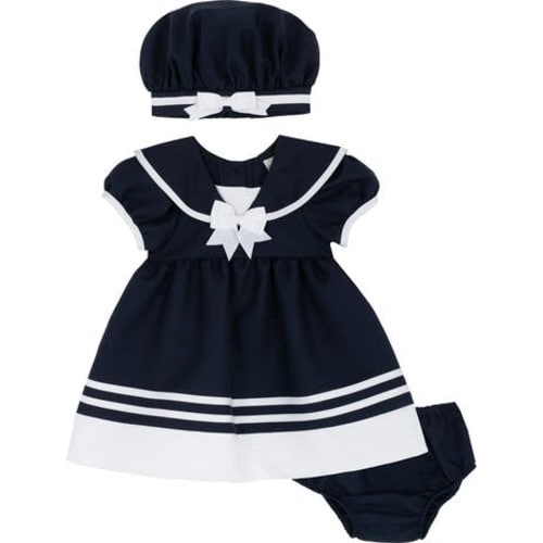 Collared Nautical Dress, Cap & Bloomers Set