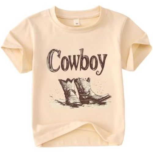 KEKEMI Toddler Baby Boys Cowboy Shirts Western Retro Graphic T Shirt Rodeo Party Outfit Summer Tees Short Sleeve Tops Clothes