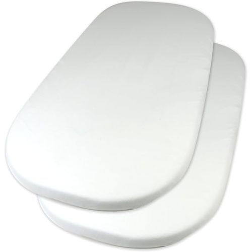HonestBaby 2-Pack Organic Cotton Fitted Bassinet Sheet, White, One Size