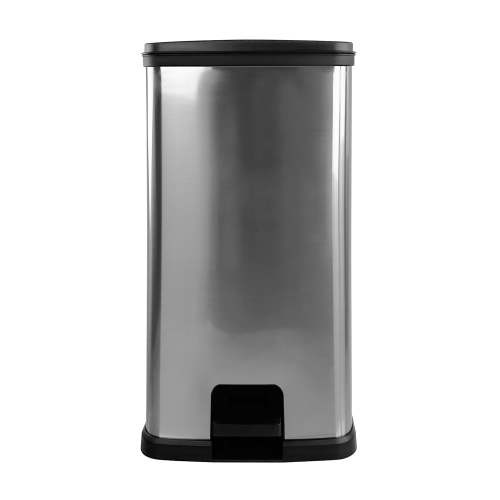 Mainstays Kitchen Trash Can, 13.2 Gallon, Plastic Step-on Rectangular Garbage Bin with Lid, Silver