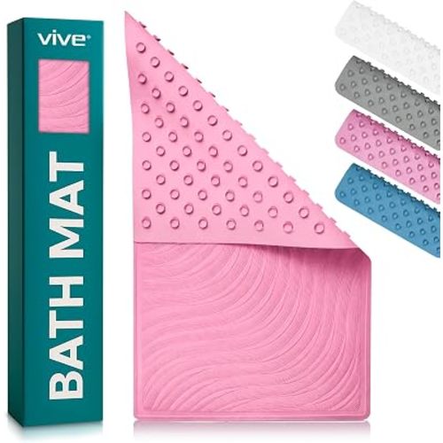Vive Non-Slip Bath Mat with Suction Cups - 28" x 16" Extra Large Rubber Mat