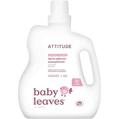 ATTITUDE Baby Fabric Softener, Plant and Mineral-Based Ingredients, HE Compatible, Vegan and Cruelty-free Laundry and Household Products, Unscented, 80 Loads, 67.6 Fl Oz