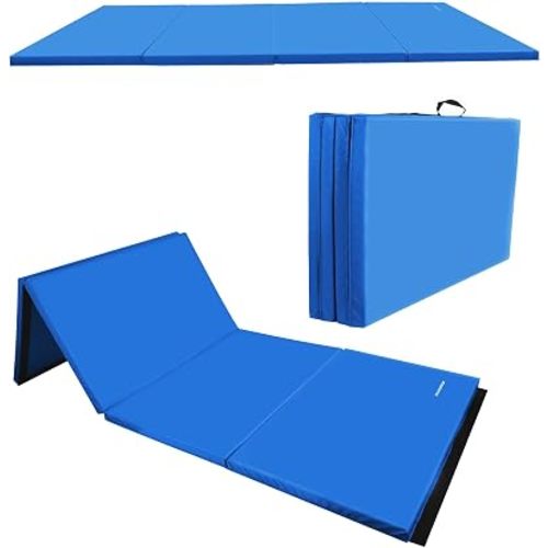 BalanceFrom 6x4 Feet 4-Panel Folding Gymnastics Mat – 2-Inch Thick Pad with Vinyl Surface and Carrying Handles for Tumbling, Yoga, Pilates, Home Workouts, and Martial Arts