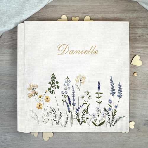 Embroidered photo album, Baptism photo album, Embroidered book, Birth album, Linen photo album, Communion photo album