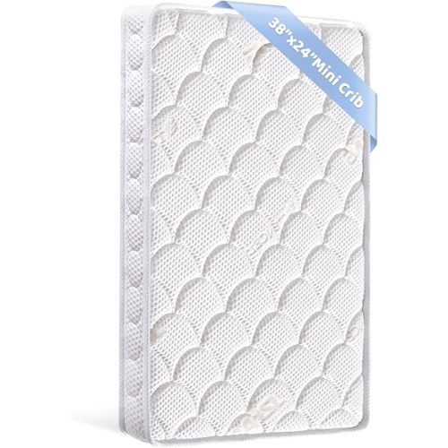 Mini Crib Mattress - 38x24x4 Inch- Dual Sided with Firm Support and Comfort Foam- Breathable, Quiet and Odorless, Fits Most Mini Cribs (Does Not Fit Playard or Standard Crib)