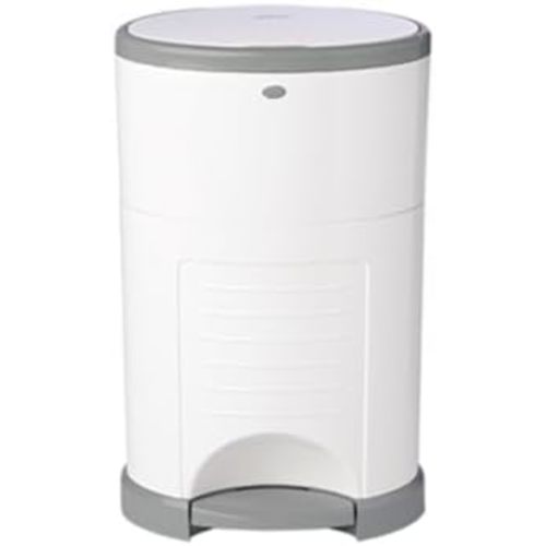 Diaper Dekor EKO MINI Diaper Pail, White, ONLY Eco-Friendly Diaper Pail Made with 70% Recycled Materials, Hands-Free: Step–Drop–Done, Cost-Effective Refill System