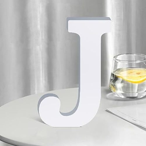 White Wooden Letters 8 Inch for Wall Decor,Large Unfinished Wood Letters for Home,Wooden Alphabet Letters for Crafts,Standing Garden Board or Room Name Signs DIY Carft (J)