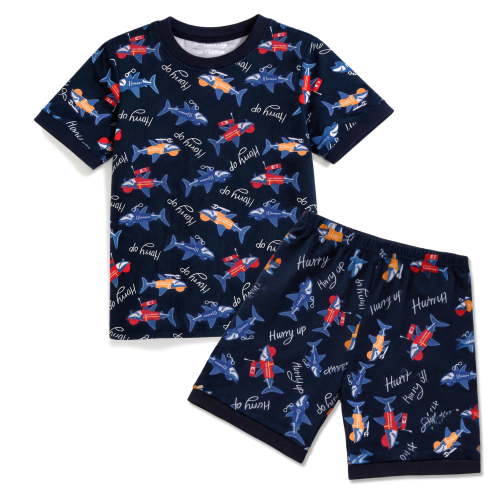 SPTRAMLE Boys Short Pajamas Set, Kids Summer Sleepwear Clothes Children Toddler Shark Pjs Set 2-12Y