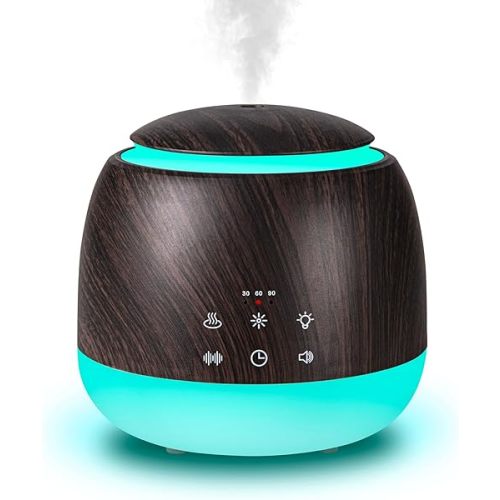 White Noise and Diffuser,Sleep Sound Machine Diffuser with Night Light and Sound for Adults Bedroom and Home (Deep Brown, 150(Ф) x 140(H) mm)