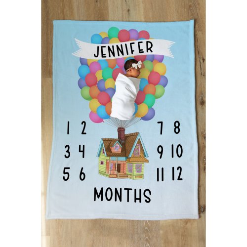 Up Inspired Milestone Personalized Blanket - baby shower minky gift soft