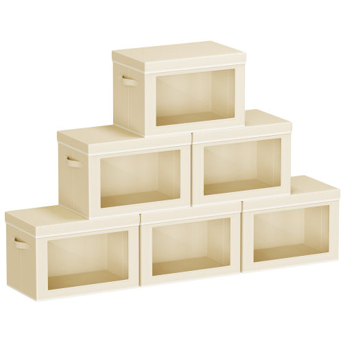 Ebern Designs Large Storage Bins with Lids - Fabric Storage Cubes with Window, Collapsible Bins for Clothes, Large Baskets for Bedroom, Dorm, Office, 6 Pack & Reviews | Wayfair