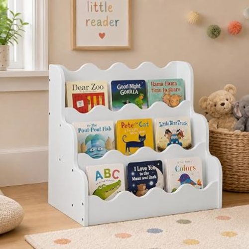 NACHES 3-Tier Montessori Kids Bookshelf Display Rack Small White