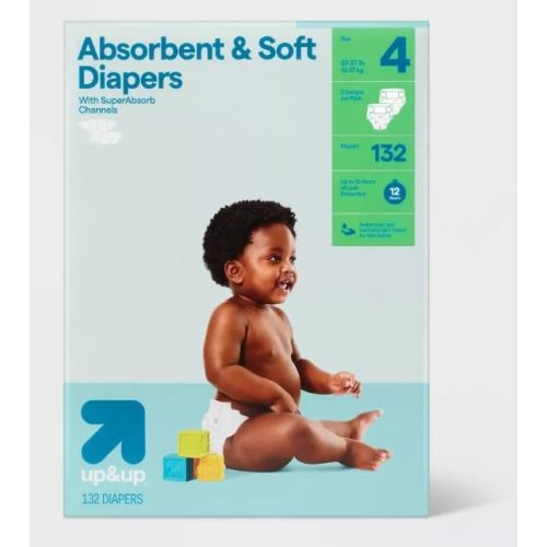 Disposable Diapers - (Size N - 162ct) up&up (Size-4, 132.0, Count)