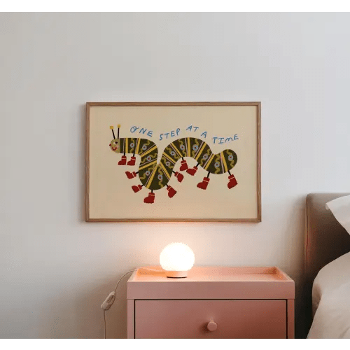Caterpillar Nursery Wall Art Print, Nursery Decor, Kids Affirmation, Hand Drawn Nursery Print, Toddler Room, Landscape Nursery Art UNFRAMED