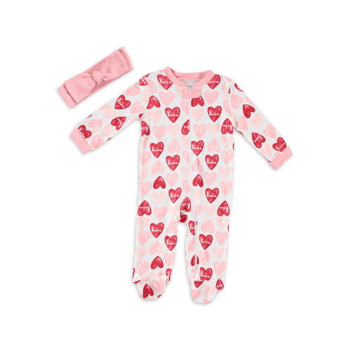 Chick Pea Baby Girl 2 PC Footed Coverall Set, Sizes Newborn-9 Months