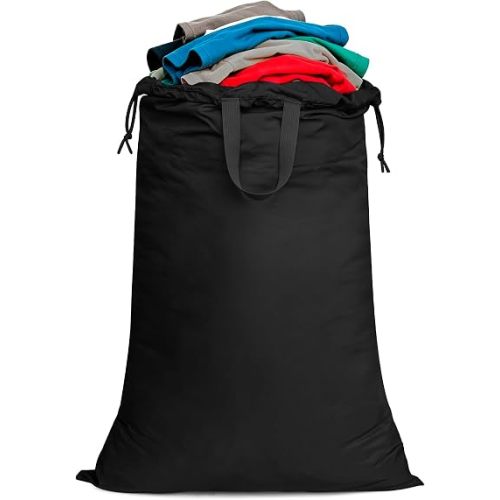 Laundry Bag, Extra Large Travel Laundry Bags with Handles & Drawstring Closure, 24"x 36" Dirty Clothes Storage Bag, Basket Hamper Liner, Organizer Sack for Laundry Room, Camping, Black