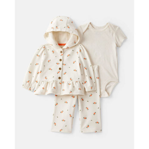 Baby Girl 3-Piece Floral French Terry Long-Sleeve Bodysuit & Pant Set - Ivory - Carter's | Carter's