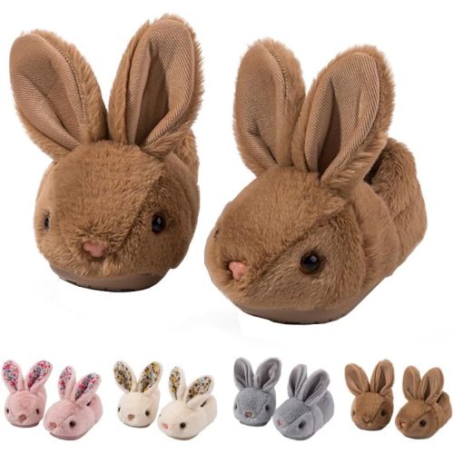 Toddler Kids Slippers Bunny Design Indoor Plush Shoes