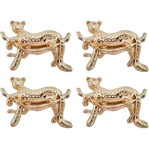 brandname Mizhang Leopard Knob 4 Pcs Creative Animal Handle Single Hole Zinc Alloy Cabinet Pulls Drawer Wardrobe Closet Dresser Cupboard Handle Home Hardware Furniture Decoration (Gold)