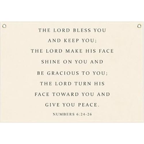 Rectangular Christian Bible Verse Scripture Canvas Banner Wall Decor Flag Sign for Baby Girl Kids,Nursery Bedroom Nursery Wall Decor,Baby Shower Baptism Christmas Gift-The Lord Bless You