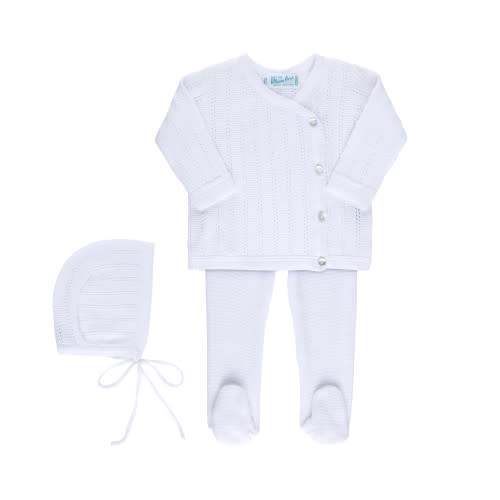 Boys and Girls Pointelle Wrap Set with Hat I Boys Bris Outfit Knitted | Baby Boys White Outfit | Feltman Brothers