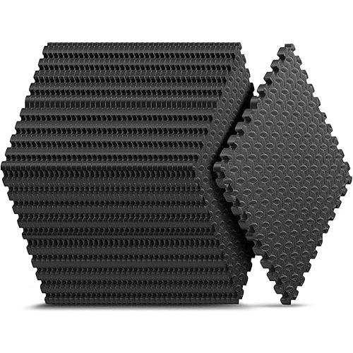 Home Gym Mat, Puzzle Exercise Mat, EVA Interlocking Foam Floor Tiles for Home Workout Equipment and Kids' Play Areas - Black, 24 in x 24 in x ½ in - 12 Tiles (Black, 12 Pack, 48 SQ FT)