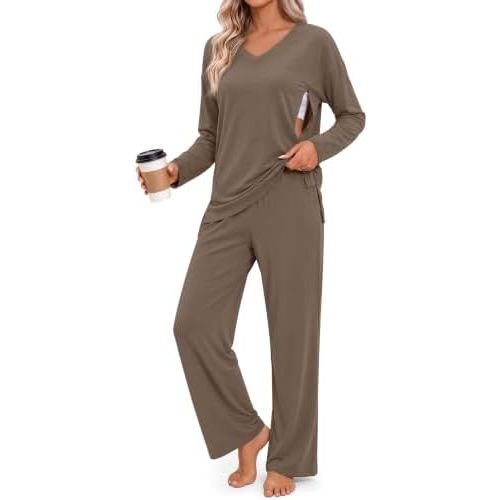 Locoowai 2 Piece Maternity Nursing Pajama Set