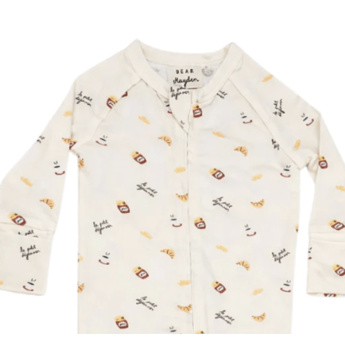 Modal Convertible Footy Pajamas in Petit Déjeuner (Croissant & Jam)