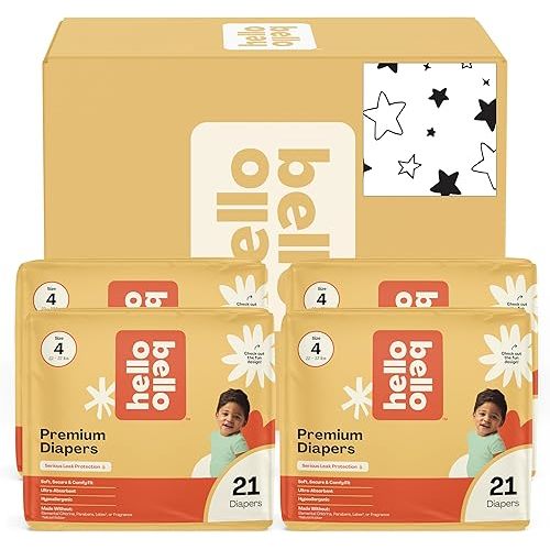 Hello Bello Diapers, Size 4 (22-37 lbs) Superstars - 84 Count Value Pack of Premium Disposable Baby Diapers, Hypoallergenic with Soft, Cloth-Like Feel