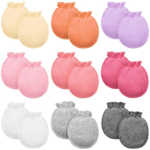 9 Pairs Newborn Baby Boys Girls Mittens 0-6 Months Infant Toddler Mittens No Scratch Solid Color Gloves Style 1