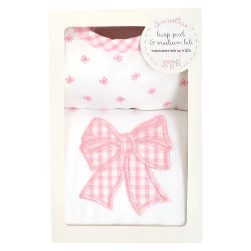 3 Marthas Bib & Burp Box Set - Pink Bow