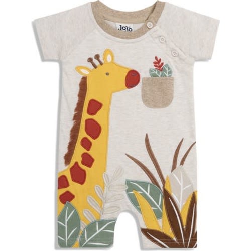 Giraffe Appliqué Romper, 6-12M