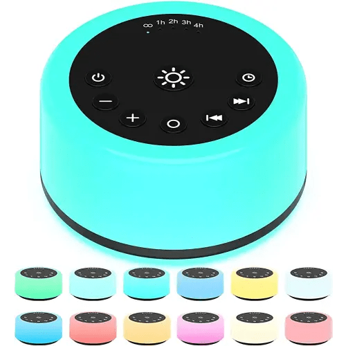 ColourNoise Sound Machines White Noise Machine 12 Colors Night Lights with 30 Soothing Sounds Sleep Machine with 5 Timers Portable for Home Travel and Office-Black