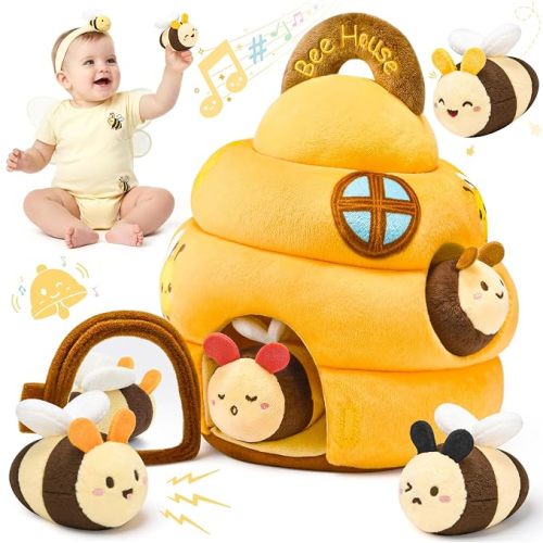 Baby Toys for 6-12 Months, Beehive Infant Toy with 5 Plush Sensory Bees
