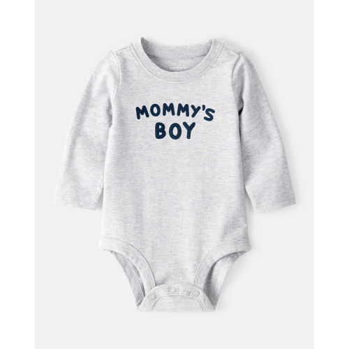Baby Boy "Mommy's Boy" Long-Sleeve Graphic Bodysuit - Grey - Carter's | Carter's