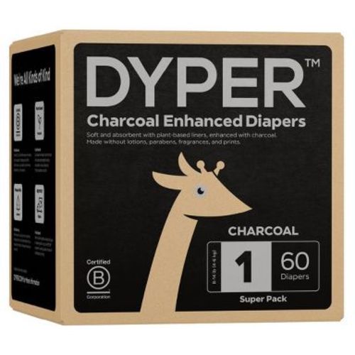 DYPER Disposable Charcoal Enhanced Diapers - Size 1- 60ct