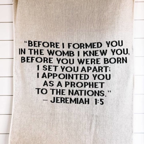 Made in the USA | Jeremiah 1:5 Block Knit Throw | Natural - Faire