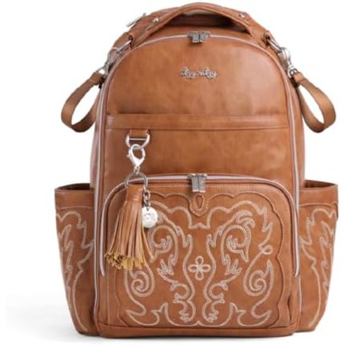Itzy Ritzy Diaper Bag Backpack – Large Capacity Boss Plus Baby Backpack Diaper Bag Featuring 19 Pockets, Changing Pad, Stroller Clips, and Comfortable Straps (Saddle)