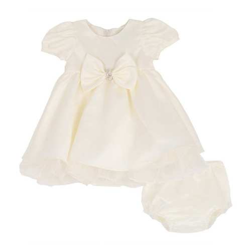 Rare Editions Baby Girls Cap-Sleeve Bow-Accented Satin Fit-And-Flare Dress