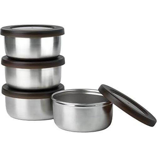 8.5 oz Stainless Steel Lidded Bowls, 4 Pack Unbreakable Small bowls with BPA-free Plastic Lids for Meal Prep, Cooking, Snacks, Leftovers