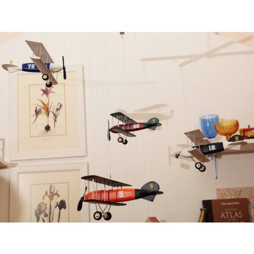 Airplane mobile, 4 different Hanging planes Albatros, Decorative wooden airplane, baby shower gift, Big Nursery Decor mobile, biplan