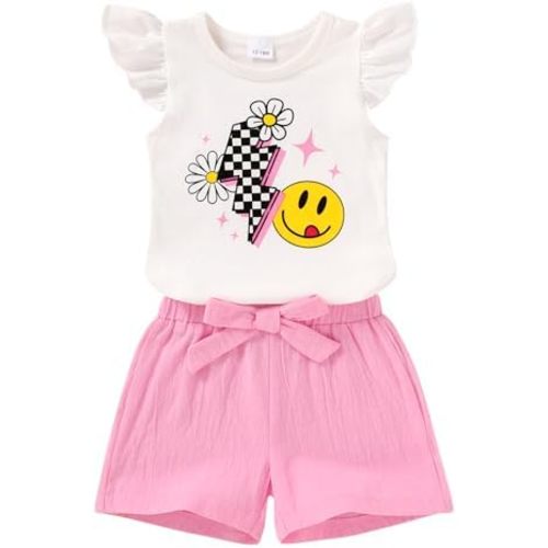 YOUNGER TREE Toddler Baby Girls Clothes Sunflower T-shirt + Bowknot Shorts with Cute Summer Girl Clothes Set