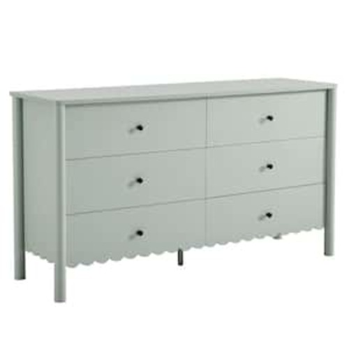 Emmeline Scalloped 6-Drawer Dresser in Sage