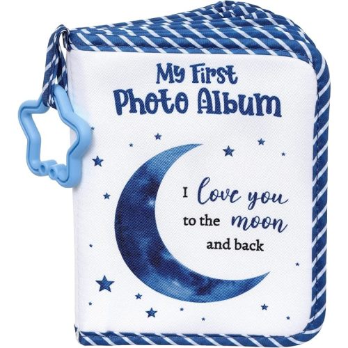 Baby's My First Family Album Soft Photo Cloth Book Holds 4x6 Family Pictures My First Book of Photos Baby Memory Album Gender Neutral Gift for Babies Newborn Toddler Baby Shower Moon