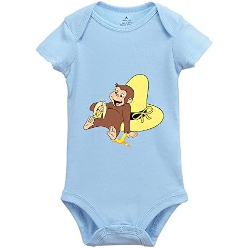 Curious George Eat Banana Vintage Hat Baby Short Sleeve Infant Unisex Bodysuits