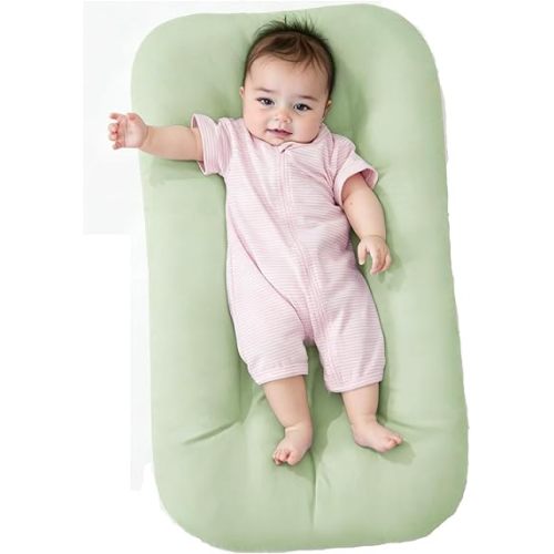 Baby Lounger for Infants Babies 0-12 Months, Bionic Organic Lounger, Soft Cotton Breathable Infant Floor Seats & Loungers for Newborn Baby Shower Gifts (Light Green)