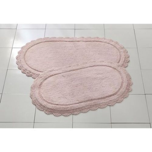 BrylaneHome Oval Crochet Bath Mat - 20" W 34" L, Pink
