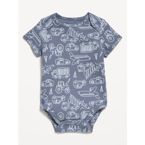 Printed Short-Sleeve Ribbed Bodysuit for Baby