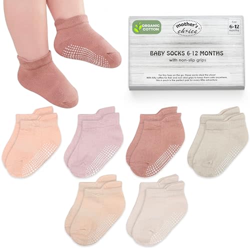 Mother's Choice GOTS Certified Organic Cotton Ankle Baby Socks 6 Pairs, 6M - 5Y For Infants & Toddler